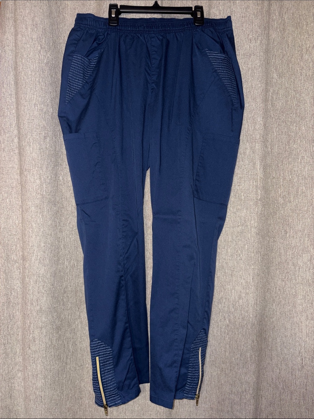 Jaanuu estate Navy blue Ankle gold Zip Women's moto Scrub Pants J95040
